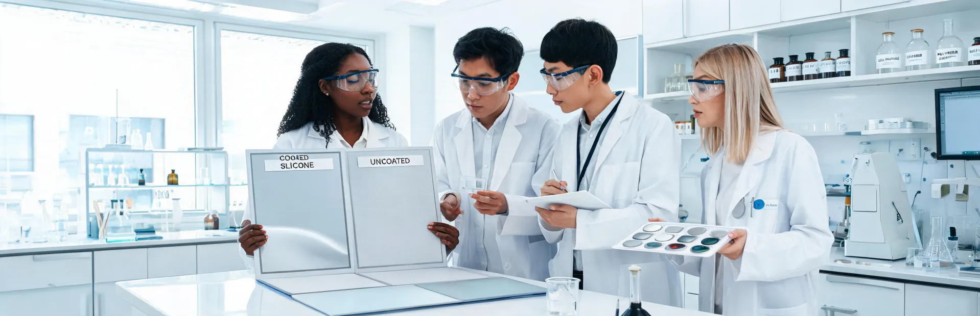 Chemistry team collaborating in application lab