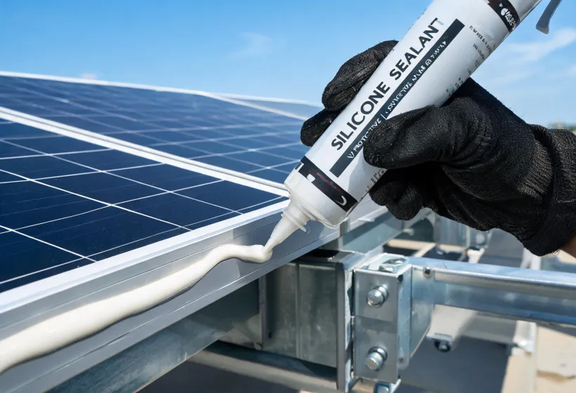 Durable silicone sealant on solar installation