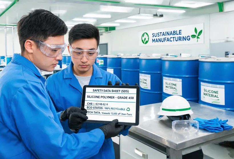 Technician reviewing chemical safety documents
